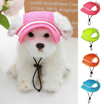 הכלב חיית המחמד כובע לנשימה קיץ מתכוונן Sunhat בד Mesh בד כובע קטן, בינוני, כלבים חתולים כובעי מוצרים לחיות מחמד